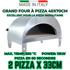 Four a gaz 2 pizzas x 30cm Pizza Party EMOZIONE grand Four a pizza 40x70 Silver