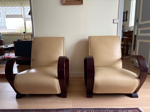 Fauteuil cuir style art deco - fauteuil,