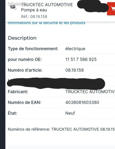 Pompe eau voiture - À,
