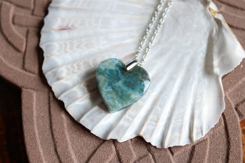 Collier cœur larimar - cœur,