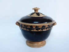 pot couvert bouillon  faience fine époque empire début XIXe noir Creil Sarregumi