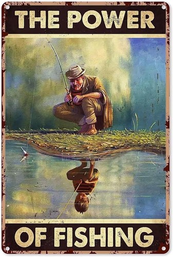 Vintage metal sign fishing - sign,
