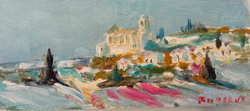 Village provence art tableau - village,