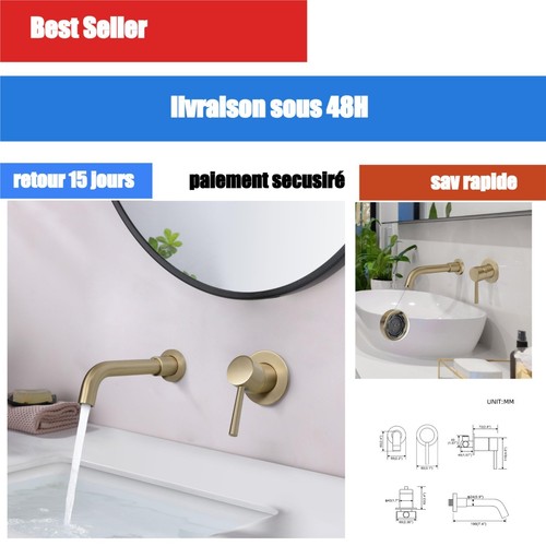 Robinet lavabo mural laiton - robinet,
