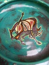 Ceramic ashtray M LEBERGER old bull France bullfighting 