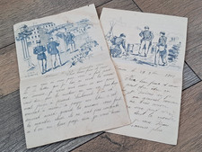 Military document two illustrated letters dated 1900 / 1901 militaria.