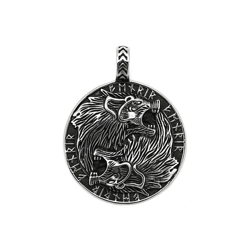 Collier pendentif tête loup - collier,