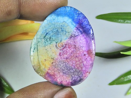 Agate solaire druzy teintée
