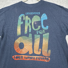 RARE Liquid Force Free For All Tour 2015 Shirt L Blue Graphic Tee Wakeboard USA