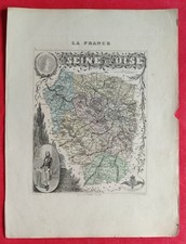 Carte Ancienne France Département de  SEINE ET OISE 78 par VUILLEMIN XIXéme
