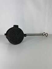 Sublime Antique Round Cast Iron Waffle Maker, Heart Shaped Waffles