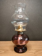 Glass oil/oil lamp with pink tank H 31.5 cm