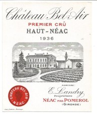 label Château Bel-Air Haut-Néac by Pomerol 1936.