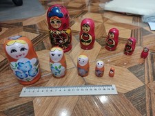 2 anciens ensembles de poupées russes matriochka en bois, art populaire