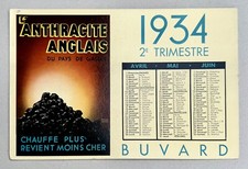 English Anthracite Charcoal Ball Blotter by Roland Ansiau / Calendar 1934