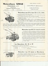 SIMAR MOTOR CULTIVATOR TYPE 24 25 40 / catalogue brochure leaflet prospectus