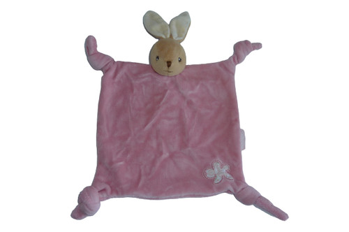 Doudou lapin plat rose bon