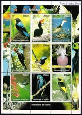 Guinée 1998 Oiseaux Ara Perroquets Pivert Couronné Pigeon Caalo 9v sht MNH