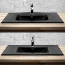 Lavabo encastre en ceramique noir mat avec trou de vidange modèle á votre choix