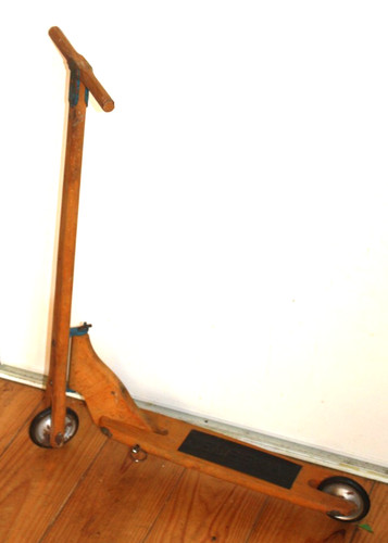 Ancienne trottinette bois - ancienne,