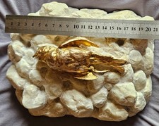 L' oiseau mort d'après Paul Comoléra Sculpture bronze doré Socle marbre  Fissure