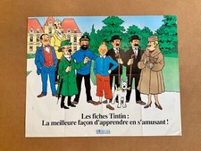 HERGE AFFICHE LES FICHES TINTIN ATLAS 33X42CM TBE