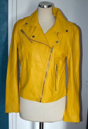 Blouson cuir jaune - en,