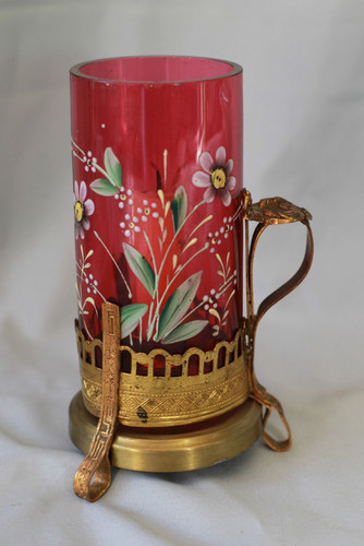 Photophore verre rouge - photophore, rose
