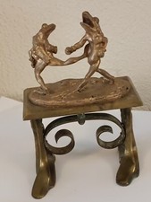 Ancien bronze animalier Combat GRENOUILLES BOXEUSES montées sur table !!🥊 