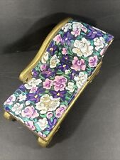Vtg 1990 Wildcard Chaise Lounge Poupee Millet Flowers Purple Pink White Gold