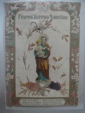 2 Three Large Pious Images Flores Terrae Sanctae Remnant Dried Flowers