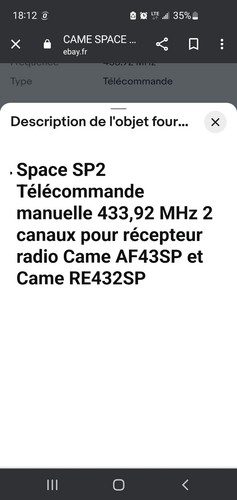 Télécommande portail came