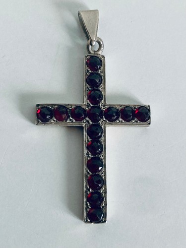Pendentif croix argent grenat - pendentif,