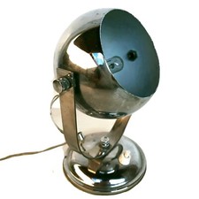 MAGNIFIQUE LAMPE À POSER  EYE BALL EN METAL CHROME 70'S SPACE AGE 