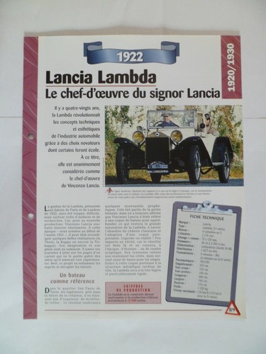 Carte fiche auto lancia - ,