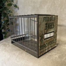 Vintage Transport Metal Bird Cage Radio Warbler Singer Feed 3 Vees w/ Drinker
