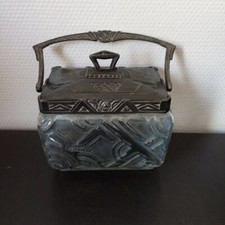 Antique Art Deco Cookie Bucket Glass Mold on Mirror Center Table