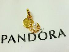 Charm  PANDORA accroche perle laquée synthétique métal doré ALE MET