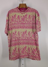 Vintage 90s Batik Bali Indonesia Art Hand Print Tribal AOP Rap Band Boho Med