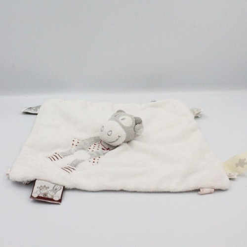 Doudou plat vache blanc gris