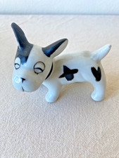 Cute Vintage Black and White Ceramic Dog Figure - Made in Japan