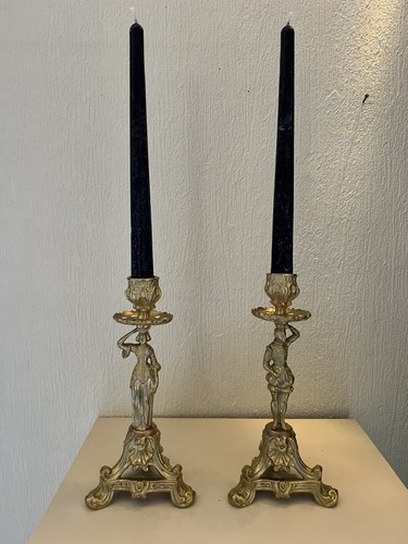 Paire bougeoirs bronze - de,