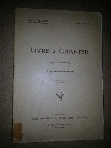 Jean villate livre chanter - villate,