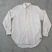 Ermenegildo Zegna Shirt Mens Large Off White Cream Button Up Linen Cotton Italy