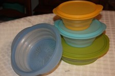 lot TUPPERWARE SALADIER/BOL PLIABLE MINI MAX 650ml+950ml+2L PASSOIRE RETRACTABLE