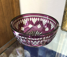 cut crystal cup lined purple BACCARAT / VAL St LAMBERT / SAINT LOUIS 15 cm