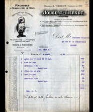 PARIS XI°: USINE de NEMOURS / MACHINES à BOIS "JOUBERT & TIERSOT" Facture en1920