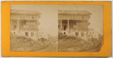 SUISSE Chalets Architecture en bois c1865 Photo Stereo Vintage Albumine 