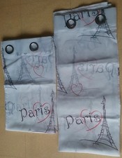 Paire De Rideau Blanc Avec Oeillet Paris Tour Eiffel 240 x 140cm