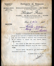 PARIS (III°) HORLOGERIE de BESANCON Rosnerita "ROSNER Frères" Lettre en 1911